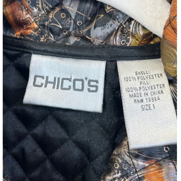 Chico's Womens 1/M-8 Fall Color Paisley Quilled Vest Full Zipper Preppy/Office - Picture 3 of 7